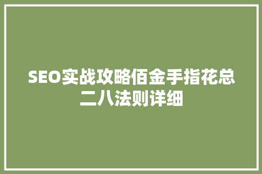 SEO实战攻略佰金手指花总二八法则详细