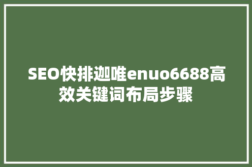 SEO快排迦唯enuo6688高效关键词布局步骤