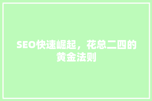 SEO快速崛起，花总二四的黄金法则