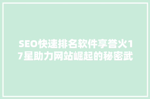 SEO快速排名软件享誉火17星助力网站崛起的秘密武器