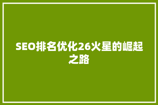 SEO排名优化26火星的崛起之路