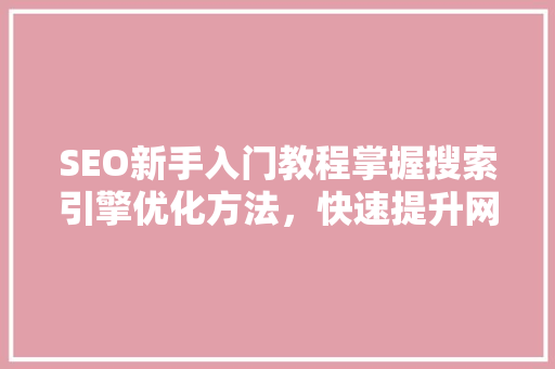 SEO新手入门教程掌握搜索引擎优化方法，快速提升网站排名