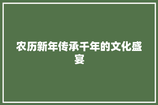 农历新年传承千年的文化盛宴