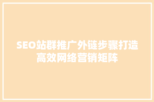 SEO站群推广外链步骤打造高效网络营销矩阵