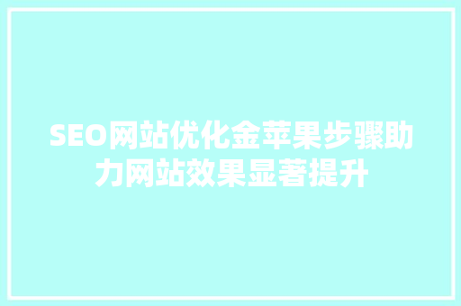 SEO网站优化金苹果步骤助力网站效果显著提升