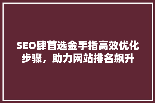 SEO肆首选金手指高效优化步骤，助力网站排名飙升