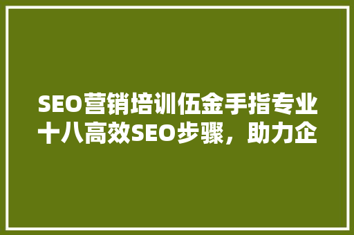 SEO营销培训伍金手指专业十八高效SEO步骤，助力企业腾飞
