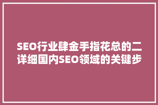 SEO行业肆金手指花总的二详细国内SEO领域的关键步骤与实战方法  第1张