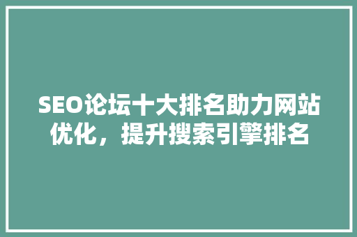 SEO论坛十大排名助力网站优化，提升搜索引擎排名