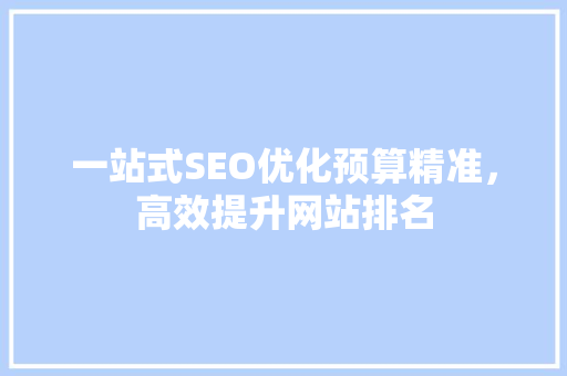 一站式SEO优化预算精准，高效提升网站排名