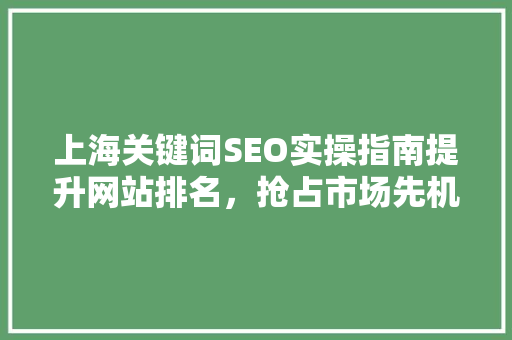 上海关键词SEO实操指南提升网站排名，抢占市场先机
