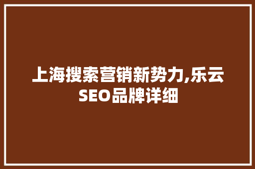 上海搜索营销新势力,乐云SEO品牌详细