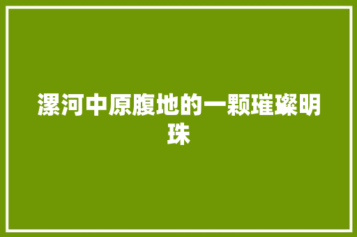 漯河中原腹地的一颗璀璨明珠  第1张