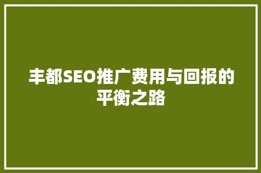 丰都SEO推广费用与回报的平衡之路