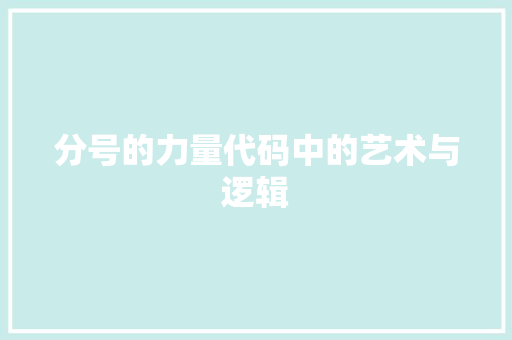 分号的力量代码中的艺术与逻辑