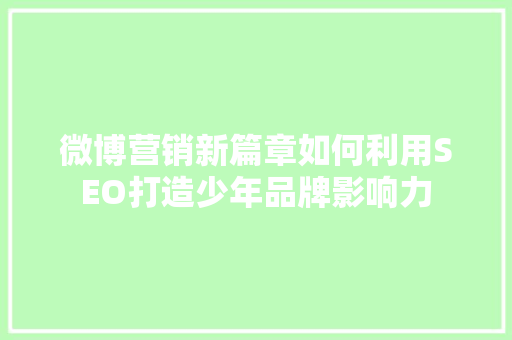 微博营销新篇章如何利用SEO打造少年品牌影响力  第1张