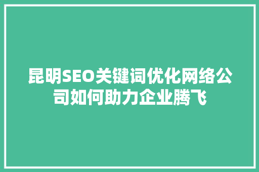 昆明SEO关键词优化网络公司如何助力企业腾飞
