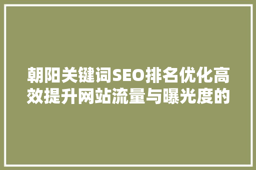 朝阳关键词SEO排名优化高效提升网站流量与曝光度的方法