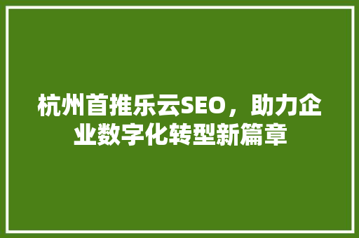 杭州首推乐云SEO，助力企业数字化转型新篇章