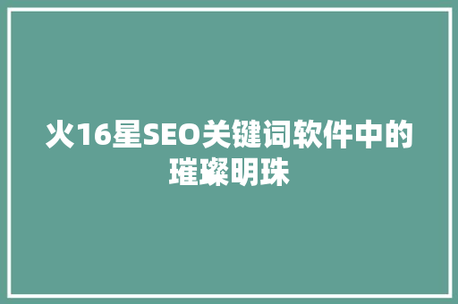 火16星SEO关键词软件中的璀璨明珠