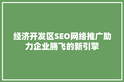 经济开发区SEO网络推广助力企业腾飞的新引擎