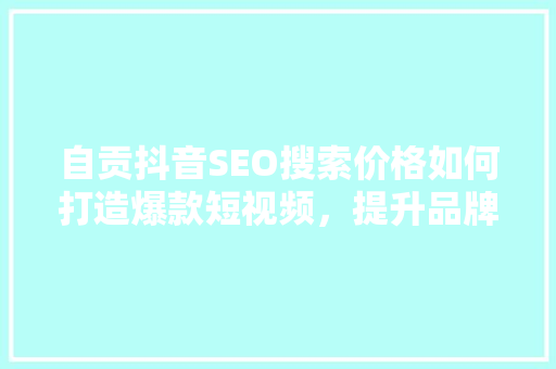 自贡抖音SEO搜索价格如何打造爆款短视频，提升品牌影响力