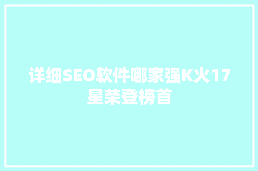 详细SEO软件哪家强K火17星荣登榜首