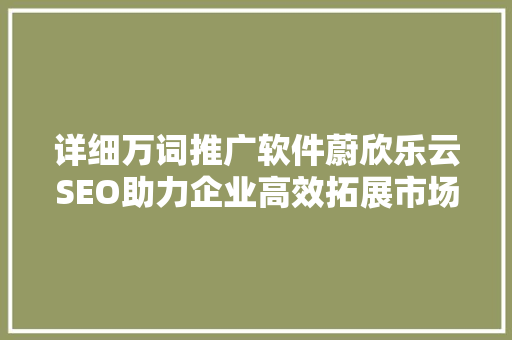 详细万词推广软件蔚欣乐云SEO助力企业高效拓展市场