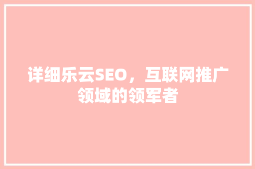 详细乐云SEO，互联网推广领域的领军者