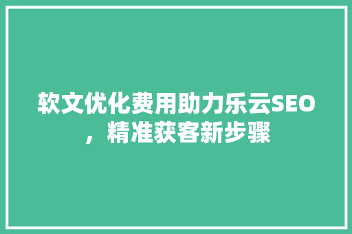 软文优化费用助力乐云SEO，精准获客新步骤
