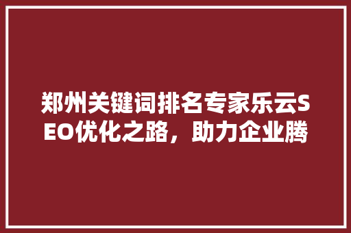 郑州关键词排名专家乐云SEO优化之路，助力企业腾飞