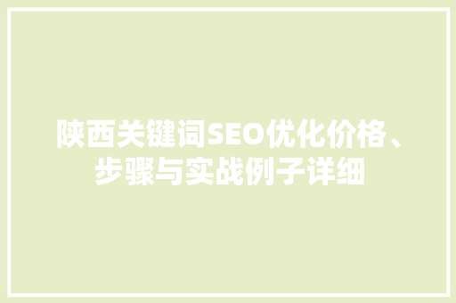 陕西关键词SEO优化价格、步骤与实战例子详细