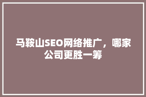 马鞍山SEO网络推广，哪家公司更胜一筹