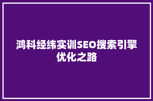 鸿科经纬实训SEO搜索引擎优化之路