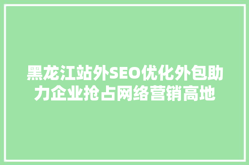 黑龙江站外SEO优化外包助力企业抢占网络营销高地