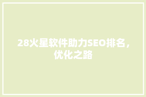 28火星软件助力SEO排名，优化之路