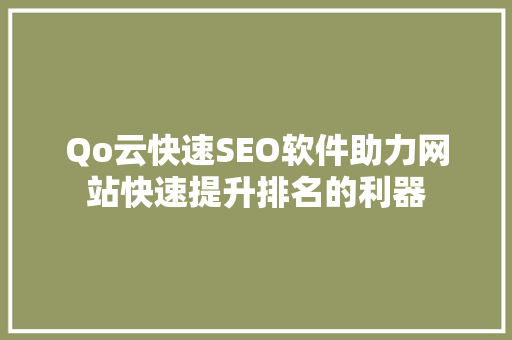Qo云快速SEO软件助力网站快速提升排名的利器
