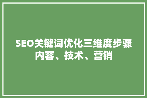 SEO关键词优化三维度步骤内容、技术、营销