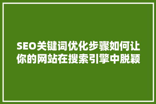 SEO关键词优化步骤如何让你的网站在搜索引擎中脱颖而出