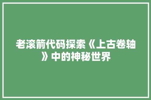 老滚箭代码探索《上古卷轴》中的神秘世界  第1张