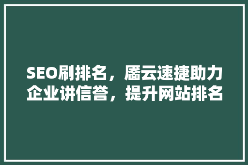 SEO刷排名，靥云速捷助力企业讲信誉，提升网站排名之路