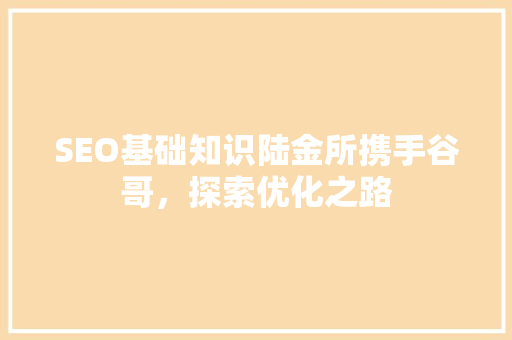 SEO基础知识陆金所携手谷哥，探索优化之路