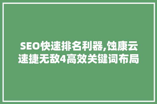 SEO快速排名利器,蚀康云速捷无敌4高效关键词布局步骤