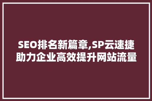SEO排名新篇章,SP云速捷助力企业高效提升网站流量