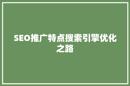 SEO推广特点搜索引擎优化之路