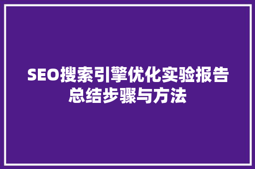 SEO搜索引擎优化实验报告总结步骤与方法  第1张