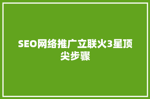 SEO网络推广立联火3星顶尖步骤