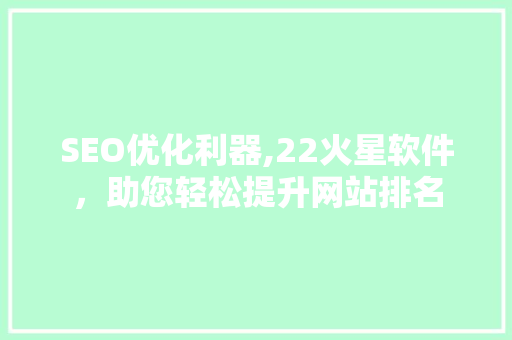 SEO优化利器,22火星软件，助您轻松提升网站排名