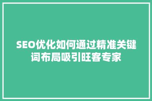 SEO优化如何通过精准关键词布局吸引旺客专家