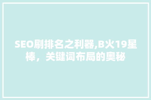 SEO刷排名之利器,B火19星棒，关键词布局的奥秘